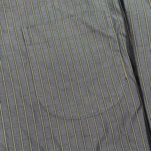 Mirto Dress Shirt Striped Blue/Yellow Made in Spain 100% Cotton 43 17 XL - Picture 5 of 9